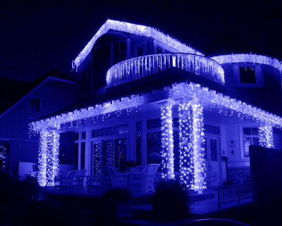 Светодиодная гирлянда бахрома Синяя 30 x 0,6м Мерцающая