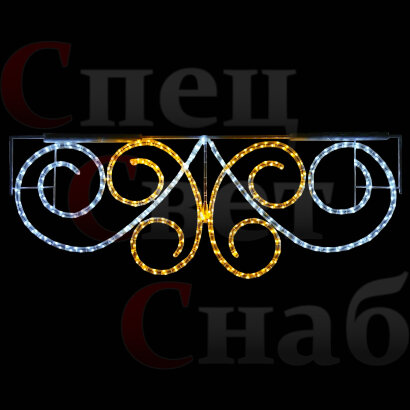 Оформление улицы - перетяжка "Двойной узор" 0,6 х 2 м белая тепло-белая